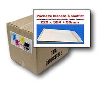 Lot de 50 enveloppe - pochette BLANCHE à soufflet C4 229 X 324 + 30 MM papier kraft blanc 120g fermeture bande adhésive autocollante siliconée - sac à soufflet grande contenance fond renforcé