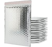 Lot de 50 enveloppes à bulles en feuille métallique imperméables et auto-adhésives rembourrées pour expédition, courrier, emballage, produit en vrac (260 x 350 mm, argent)