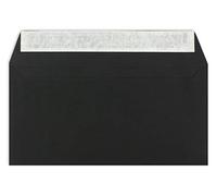 Lot de 50 enveloppes à lettre, DIN longues, noires - 11 x 22 cm - 120 g/m² - Fermeture adhésive standard pour baptême et invitations de votre agent Glüxx