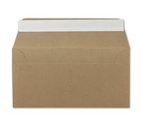 Lot de 50 enveloppes à lettre, format DIN long, en papier kraft marron - 11 x 22 cm - 120 g/m² - Fermeture adhésive standard pour baptême et invitations de votre agent Glüxx