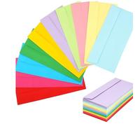 Lot de 50 enveloppes colorées, autocollantes, standard, pour l'envoi de lettres, les chèques de bureau