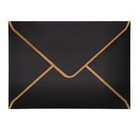 Lot de 50 enveloppes d'invitation, format 5x7, noires, de luxe, 18,5 x 13,5 cm, miniatures, avec rabat en V, bord doré pour mariage, invitations, fêtes, cartes de vœux