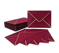 Lot de 50 enveloppes d'invitation, format 5x7, rouges, 13,5 x 18,5 cm, 5 x 7 enveloppes à fermeture rapide avec bordure dorée