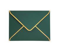 Lot de 50 enveloppes d'invitation, format 5x7 vertes, luxueuses, 18,5 x 13,5 cm, miniatures, avec rabat en V, bord doré pour mariage, invitations, fêtes, cartes de vœux