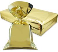 Lot De 50 Enveloppes En Or Métallisé 20 X 35 Cm, Sacs Dorés En Plastique Polypropylène Rectangulaires Élégants Pour Emballage Cadeau Fête Noël, Anniversaire, Nouvel An, Célébration, Cadeau