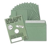 Lot de 50 enveloppes en papier kraft - Format C6 - Vert - 11,4 x 16,2 cm - Fermeture adhésive