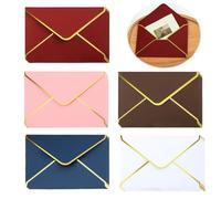 Lot de 50 Enveloppes Nizirioo pour Carte Cadeau - Bord Doré, Cartes d'Invitation de Mariage, Mini Enveloppes Multicolores pour Noël et Occasions Festives (5 Couleurs)