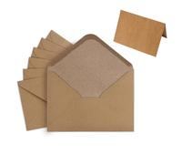 Lot de 50 enveloppes sans fenêtre - Format B6 - 16,4 x 11,2 cm - Avec collage humide - Marron vintage - Pour cartes de mariage, invitations et cartes de vœux - Avec 50 feuilles de papier à lettre