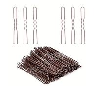 Lot de 50 épingles à cheveux en forme de U pour chignon en métal - Pour coiffure de mariée - Outils de coiffure - 5 cm - Café - 50 pièces