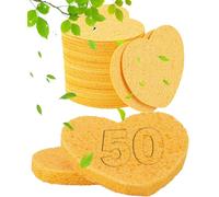 Lot de 50 éponges compressées pour esthéticiennes - 100 % cellulose naturelle - Pour nettoyage du visage, massage, exfoliation des pores, masque, démaquillage (jaune amour)