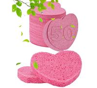 Lot de 50 éponges compressées pour le visage pour esthéticiennes - 100 % cellulose naturelle - Pour nettoyage du visage, massage, exfoliation des pores, masque, démaquillage (Love-Rose)