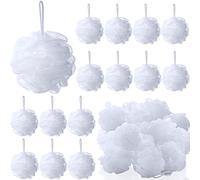 Lot de 50 éponges de bain en luffa blanc en maille pour homme et femme, 30 g