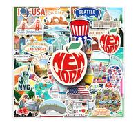 Lot de 50 États-Unis Autocollants, USA Voyage Autocollants en Vinyle Imperméables, Valises Stickers pour scrapbooking, bouteille d'eau, Bagages Skateboard Guitare Ordinateur Portable