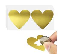 Lot de 50 Étiquettes à Gratter en Forme de Cœur - Autocollants Dorés Plaqués Or - Cartes à Gratter Faites Maison