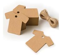 Lot de 50 étiquettes cadeaux vierges en papier marron avec ficelle 6 x 5 cm pour cadeaux de mariage, anniversaire, Noël, sapin de Noël