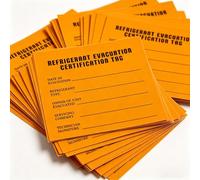 Lot de 50 étiquettes de certification pour évacuation de la réfrigération