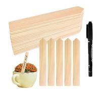 Lot de 50 étiquettes de en bois naturel - 15,3 x 2 cm - Imperméables - Avec stylo pour herbes - Étiquettes de semences réinscriptibles pour fleurs et légumes - Étiquettes de pot respectueuses
