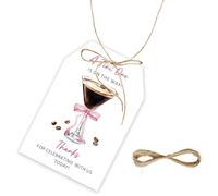 Lot de 50 étiquettes de remerciement « A Tini One is On The Way » avec ficelle pour Gneder Reveal, Coffee et Martini Thank You pour 1er anniversaire