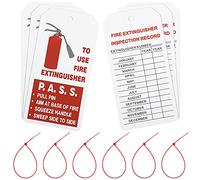 Lot de 50 étiquettes d'extincteur avec 50 attaches de fil réglables pour extincteur et enregistrement d'inspection pour intérieur et extérieur, 10,6 x 5,3 cm