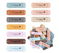 Lot de 50 étiquettes en cuir faites à la main avec cœur d'amour - À coudre - Pour chapeaux, vêtements, tricot - 10 couleurs