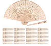 Lot de 50 éventails creux pliables en bois ajouré - Artisanat fin pour fête de mariage, décoration d'anniversaire