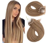 Lot de 50 extensions de cheveux humains à micro-anneaux - Couleurs mélangées - 40 cm - 30 g - Plusieurs couleurs - Doux et confortables - Fusion sans couture avec vos propres cheveux - Idéales pour