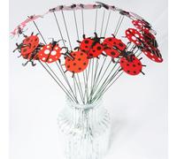 Lot de 50 faux piquets en forme de libellule pour l'extérieur - Décoration de jardin 3D - Décoration de fête - Design réaliste - Décoration créative pour la maison - Jaune, bleu, vert, rouge (scarabée