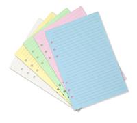 Lot de 50 feuilles A5 colorées à 6 trous lignées pour classeur de taille personnelle, papier de remplissage de feuilles volantes 5 couleurs, ligné (21,6 x 14 cm)