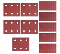 Lot de 50 feuilles abrasives de 102 mm x 114 mm - Feuilles abrasives 40/60/80/100/120 - Papier abrasif Velcro - 8 trous - Accessoire pour ponceuse multifonction - Ponceuse vibrante - Sander Sandpapie