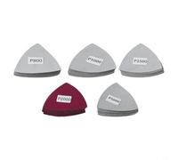Lot de 50 feuilles abrasives triangulaires de 90 mm avec grains 800, 1000, 1500, 5000 pour différents matériaux