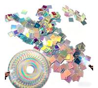 Lot de 50 feuilles acryliques irisées de 3 cm - Carrés en acrylique holographique arc-en- - Feuilles carrées à paillettes colorées double face pour la découpe au , les loisirs créatifs et la