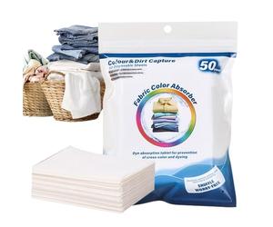 Lot de 50 feuilles attrape-couleurs - Pour la lessive - Protection contre le transfert de couleur - Prévention des taches avec fonction absorbante - Tôle en tissu pour vêtements - Machine à laver