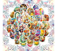 Lot de 50 feuilles d'autocollants de Pâques imperméables avec animaux de Pâques, éléments non répétitifs pour scrapbooking, journal, travaux manuels