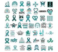 Lot de 50 feuilles d'autocollants de sensibilisation au cancer de l'ovaire pour bouteille d'eau Symboles Ruban Autocollant décoratif