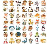 Lot de 50 feuilles d'autocollants esthétiques en forme de conte de fées pour bagages, bagages, aquarelle, pour ordinateur portable, planche à roulettes