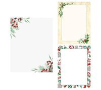 Lot de 50 feuilles de papier à en-tête de Noël - Feuilles de papier à en-tête de Noël | Papier à en-tête | Pour travaux manuels, célébrations saisonnières pour écrire des invitations de mariage