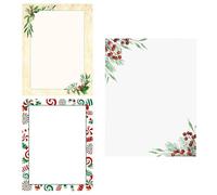 Lot de 50 feuilles de papier à en-tête de Noël, papier à en-tête de Noël, feuilles de papier à en-tête | Pour travaux manuels, célébrations saisonnières pour écrire des invitations de mariage