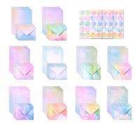 Lot de 50 feuilles de papier à lettre et enveloppes A5 avec 60 autocollants d'étanchéité, compatibles avec imprimante des deux côtés, jolie papeterie à l'aquarelle pour Thanksgiving, fête des mères