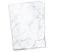 Lot de 50 feuilles de papier à lettres marbré en format DIN A4 - Pour certificats,cartes d’invitation (anniversaire), menus DIN A4 (210 x 297 mm) Gris et blanc.