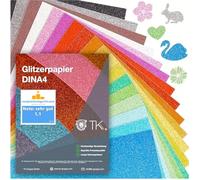 Lot de 50 feuilles de papier à paillettes - 250 g/m² - format A4 - 50 feuilles de papier pour imprimante - Pour les loisirs créatifs - Carton couleur (1)