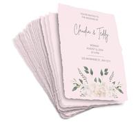 Lot de 50 Feuilles de Papier A6 Rose avec Bord Décapé - 130 GSM - Papier Texturé Coloré Pressé À Froid Fabriqué Avec du Coton Recyclé - 10x15 cm
