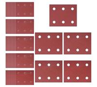 Lot de 50 feuilles de papier abrasif 102 mm x 114 mm, grain 40/60/80/100/120, 6 trous, compatible avec Makita BO4555 BO4554 BO4561