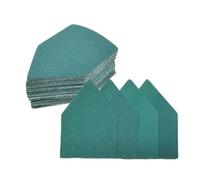 Lot de 50 feuilles de papier abrasif robustes grain 80-240 65 x 92 mm pour ponceuse de détail, disques abrasifs triangulaires en alumine compatibles avec ponceuses, 8,9 x 6,3 cm