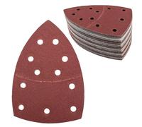 Lot de 50 feuilles de papier abrasif triangulaire, 11 trous, grain 120, papier abrasif auto-agrippant, papier abrasif pour ponceuse triangulaire, 155 x 108 mm