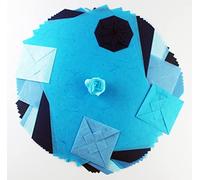 Lot de 50 feuilles de papier de mûrier - Couleurs unies - Motif origami - Fabriquées à la main - Pour fabrication de cartes - Découpage - Bleu
