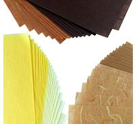 Lot de 50 feuilles de papier de mûrier - Couleurs unies - Motif origami - Pour loisirs créatifs - Fabrication de cartes japonaises - Jaune