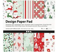 Lot de 50 feuilles de papier imprimé de Noël avec 10 motifs festifs pour fabrication de cartes de Noël