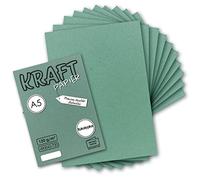 Lot de 50 feuilles de papier kraft vintage vert eucalyptus Format A5 120 g/m² Papier recyclé vert eucalyptus 21 x 14,8 cm Feuille écologique Papier à lettre NEUSER PAPIER