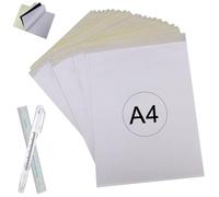 Lot de 50 feuilles de papier transfert pour tatouages avec marqueur et règle de localisation, 4 couches de papier de pochoir de tatouage, format A4, papier de transfert thermique pour tatouages