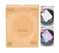 Lot de 50 feuilles de savon à lessive doux et sans danger pour les vêtements pour peaux sensibles, maison, voyage, université, dortoir, appartement, voyage d'affaires, camping, vacances